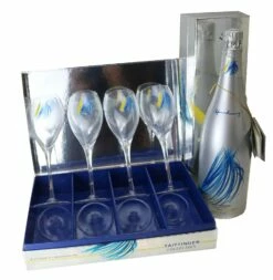 Vintage Champagne Hans Harthung In Presentation Box With 4 Glasses